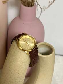 sottas New Arrival Women's Gold Minimalist Elegant Watch, Korean Fashion Casual Versatile Stainless Steel Band Luxury Quartz Waterproof Wristwatch - Gold - View 2
