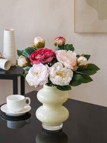 1PC 19-Inch Artificial Peony Flower Bouquet, Burnt Edge 2-Head Peony Artificial Flower, Maintenance-Free Fake Lotus Flowers, For DIY Bridal Bouquet Wedding Centerpiece Party Home Decor, Indoor Outdoor Spring Summer Decor Use, Valentine's Day Mother's Day Gift - Multicolor - View 6