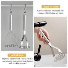 Dụng cụ nghiền khoai tây LELUSH bằng thép không gỉ, chịu lực cao, chuyên dụng cho nhà bếp, dùng để nghiền bơ, khoai tây, đậu, thịt và rau củ. - Bạc - Xem 8