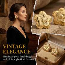 Pendientes de botón con forma de girasol, con un estilo dulce y elegante. Hechos de acero inoxidable. Perfectos para que las mujeres los usen a diario. - Dorado - Ver 9