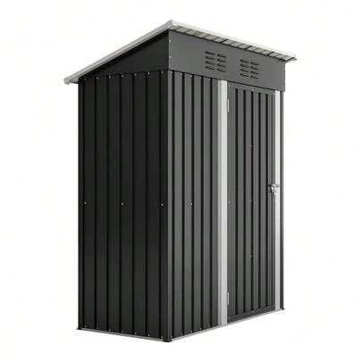 Metal Garden Shed With Ventilation Holes, Including Metal Foundation, Lockable Door, Weatherproof For Garden Tools, Grey