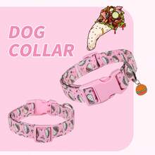 1件粉色墨西哥卷饼造型狗狗项圈，可爱食物主题宠物项圈，采用结实耐用的涤纶材质，可调节尺寸，配有快拆扣、D形环和汉堡吊坠，适合小型至中型犬猫。 - 粉色 - 查看 5