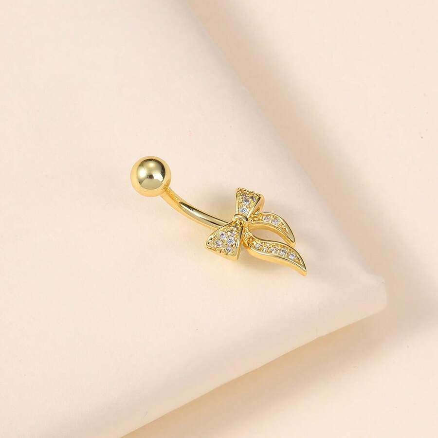 1件装女士肚脐环 时尚肚脐环 蝴蝶结肚脐环 性感肚脐环 女士日常佩戴 - 金黃色 - 查看 1