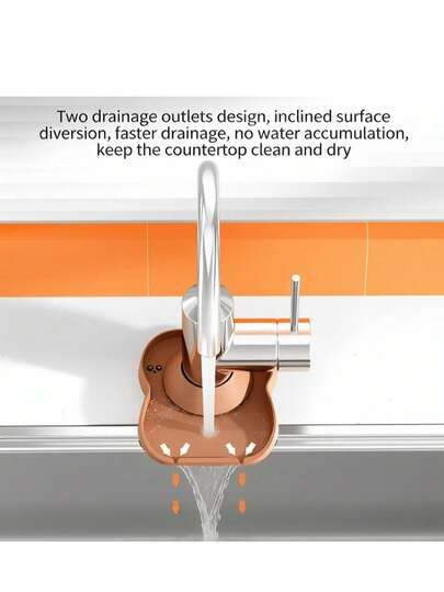 Silicone Kitchen Sink Splash Guard, Waterproof Faucet Base Cover, Anti-Water Stain Countertop Drain Mat