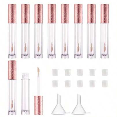 10Pcs Refillable Empty Lip Gloss Tubes With Wand 6ml Transparent Lip Gloss Containers Bottles With Stoppers Making Kit Lipstick Bottle For DIY Lip Glaze Samples Silver