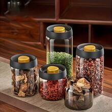 1 buc. Cutii de depozitare, cutii sigilate, cutii vidate din sticlă transparentă cu conținut ridicat de borosilicat - Cutii de cafea și cutii de biscuiți dintr-o singură bucată disponibile în diferite dimensiuni, perfecte pentru depozitarea în bucătărie. 3 dimensiuni din care puteți alege. - Multicolor - Vizualizare 8