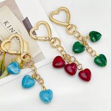 1 Exquisite Heart-Shaped Buckle, Heart-Shaped Beads, Bag Pendant Keychain, Car Pendant Keychain Suitable For Daily Wear And Gifts - Multicolor - View 1