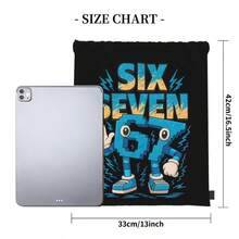 1PC Interesting SIX SEVEN 67 Theme Series Backpack, With 67 Pattern Drawstring Gym Bag, Drawstring Closed, Light And Foldable, Unisex, Suitable For Gyms, Parks, Parties, Hiking, Training And Travel - Multicolor - View 3