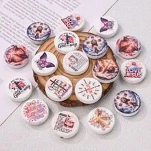 5 hạt silicon hình Chúa Giê-su ngày Thứ Sáu Tuần Thánh, 28mm, in chữ/họa tiết ngẫu nhiên, hạt trang trí kỷ niệm Kitô giáo, thích hợp để tự làm đồ trang trí, dùng cho các sự kiện tưởng niệm hoặc làm mặt dây chuyền vòng tay. - Nhiều màu - Xem 8