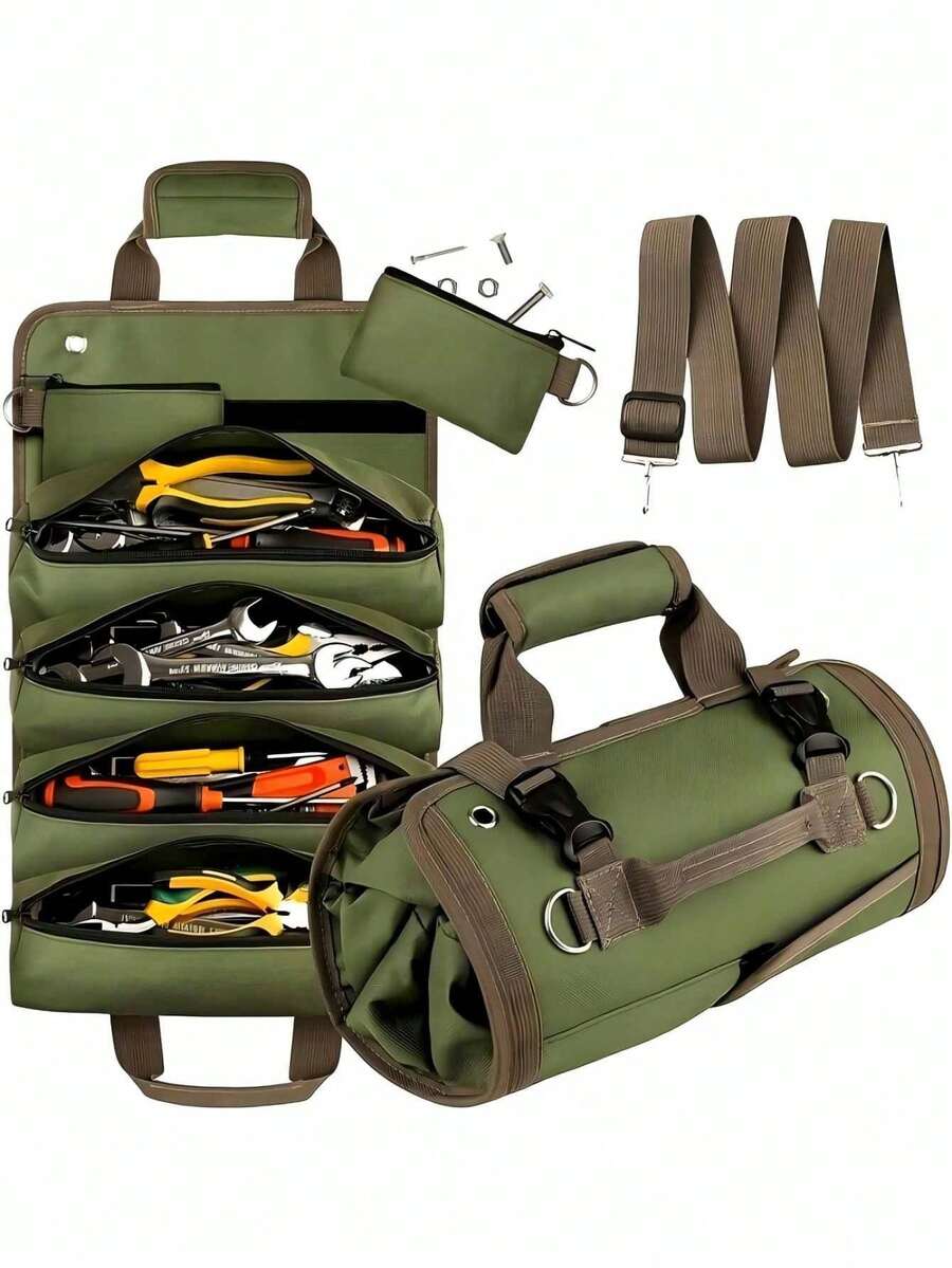 Large Capacity Foldable Thick Oxford Cloth Tool Bag And Storage Bag, Can Be Used As A Toolbox, Waterproof And Portable, Suitable For Woodworkers, Electricians And Plumbers, Also Great For Organizing Tool Rooms Or Car Trunks