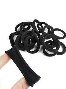 100pcs Seamless Thick Women's Black Hair Rings, Fashionable And Simple Elastic Hair Bands, Non-Damaging Ponytail Hair Ropes, Suitable For Daily Use - Black - View 10