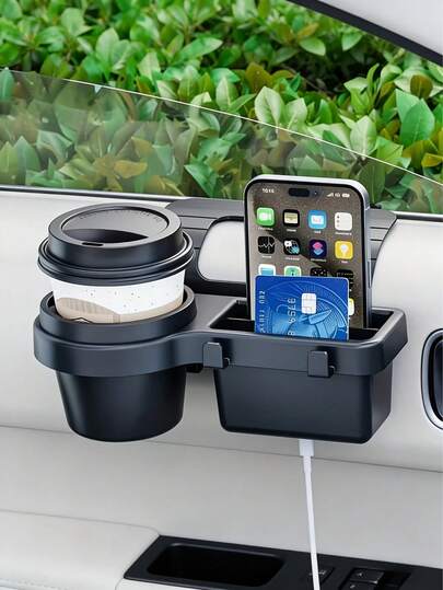 1 pieza Bandeja de almacenamiento extraíble para ventana/puerta de coche, portavasos multifuncional, soporte para teléfono y estante para botellas. Antideslizante y estable, fácil de instalar, adecuado para la mayoría de vehículos, un elemento esencial para viajes por carretera y una excelente opción de regalo.
