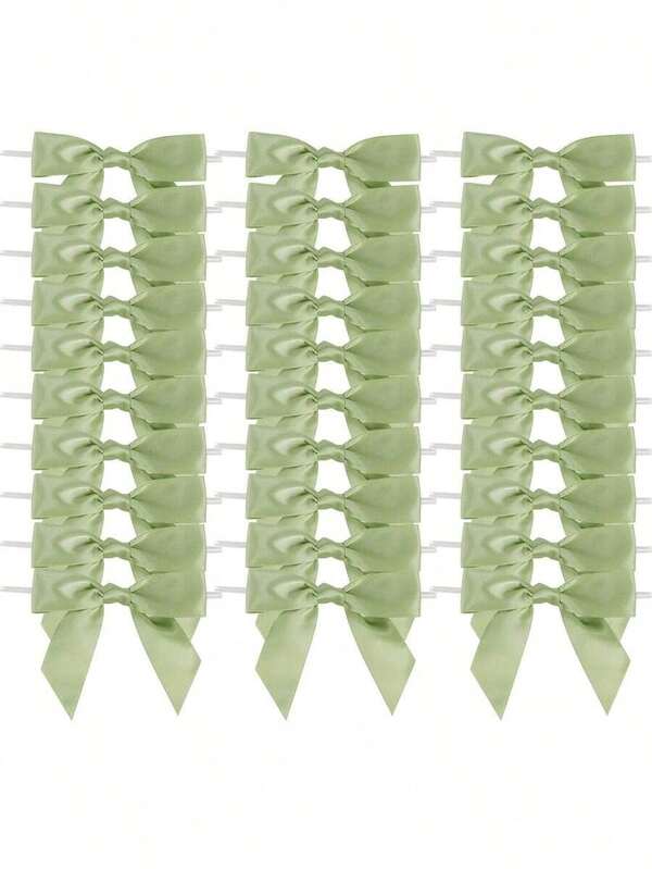 20pcs Sage Green Satin Ribbon Twist Tie Bows 3.5" Pretied Bows Premade Bows For Treat Bags Crafts Gift Wrapping Basket Wedding Favors Cookie Candy Bagging Cake Pop Bridal Shower