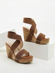 Women's Platform Wedge Sandals, Versatile Lightweight Summer Vacation Style - Brown - View 4