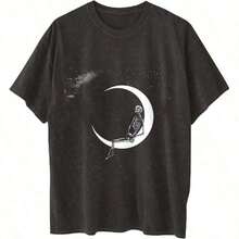 1pcWomen's Tops Letter Tee Graphic T-Shirts, Vintage Shirts For Women Cute Graphic Tee Spring Short Sleeve Tops Oversized Tshirts Teen Aesthetic Clothing-For Women, Holiday, Vacation,Daily Casual Fashion And Versatility. -Unisex Loose - Fit Comfortable Vintage Street - Style Cotton T - Shirt Topgraphic Tee Summer Fitssummer Outfits For Women - 可愛襯衫 #A1 - 查看 5