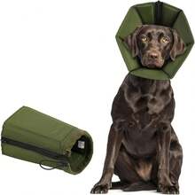 Collar isabelino suave para mascotas, plegable, impermeable, collar de cono silencioso para perros, cono post-cirugía, verde - Ver 10