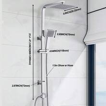 Bathroom Mixer Shower Dual Head Square Rainfall Head Handset Square Bar Set UK - Shower Head Set - View 2