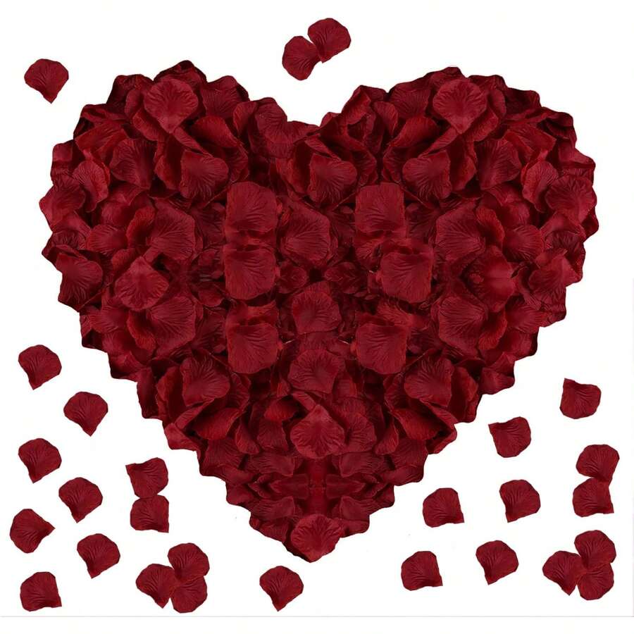1000 PCS Artificial Red Petals, Rose Petals For Weddings, Valentine's Day, Birthdays, Romantic Atmosphere - Burgundy - View 1