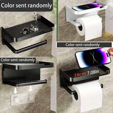 2pcs Universal Black Paper Towel Holder, Modern Non-Fading Toilet Paper Roll Rack, Minimalist Design Suitable For Home, Bathroom, Living Room - Multicolor - View 8