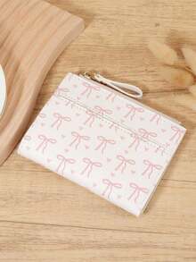 SOUTHLAND&KANGAROO Burgundy Bag Charry Red Bag Wine Red Bag,Letter Detail Fold Over Small Wallet Pocket Wallet Small Purse Bifold Slim Women Wallet Lightweight Portable Credit Card Key Case Short Wallet Cute Modern Fashion - 白色 - 查看 12