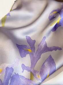 26.77 Inch Faux Silk Printed Square Scarf, 68cm Women's Fashion Breathable Multifunctional Headband Neckerchief Accessory, 1pc - Purple - View 2