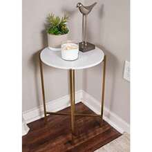 BIRDROCK HOME - Mesa auxiliar plegable con parte superior de mármol mesita de noche plegable de metal solo para uso en interiores bandeja de bar café bebidas y alimentos decoración moderna - como en la foto - Ver 2