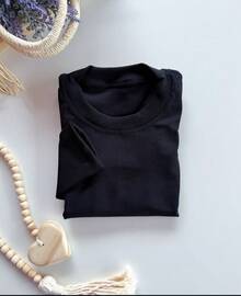 Kit 3 Blusa de frio infantil camisetas manga longa manga comprida para menina - MARROM-PRETO-BRANCO - Visão 5