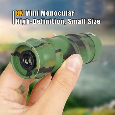 8x21mm Compact Mini Monocular Telescope, Green Color, Portable For Hiking, Fishing, Travel, Concerts, Photography