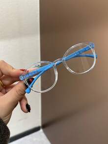 1副儿童可爱椭圆形镜框防蓝光透明眼镜，适合日常阅读、上学、服装装饰、礼物，透明镜片返校配饰，休闲，适合男孩和女孩，日常生活，阅读，看电视，玩游戏和手机，透明镜片护眼时尚眼镜，拍照道具，日常服装装饰。 - 無色 - 查看 9