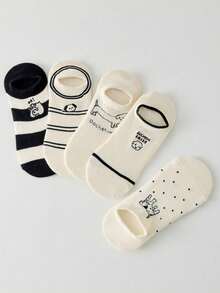 5 Pairs Women's Cartoon Boat Socks, Summer Women's INS Style Short Socks, Casual College Style Socks - Multicolor - View 6