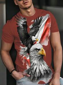 Weißes Sommer T-Shirt mit Adler Grafik-Muster, atmungsaktiv, modisch und auffallend, lässiges Kurzarm-Top für Herren - Verschiedenfarbig - Übersicht 3