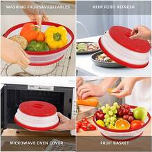 1个硅胶微波炉防溅盖，食物和水果微波炉盖，微波炉餐具盖，微波炉罩，厨房必备，可用洗碗机清洗，多功能硅胶可折叠食品保鲜膜，防油溅罩，专用加热盖，可折叠盖，夏季必备，杯子 - 彩色 - 查看 4