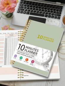 10分钟每日计划本，31天自我关爱计划本，采用小时时间块布局和每周励志语录，快速规划您的一天，一体化日常作息安排工具，适用于学校办公用品、复活节礼物 - 綠色 - 查看 6