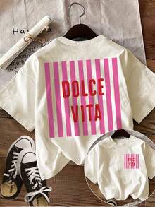 Camiseta de algodón de 180 g para mujer, camiseta estampada de manga corta, top casual de cuello redondo, adecuada para primavera y verano, para el uso diario, salidas informales, versátil para el hogar y para paseos al aire libre. Sencilla y versátil, un estilo de nicho a, la primera opción para parejas. - Blanco - Ver 6