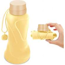 Foldable Leak Proof Silicone Water Bottle 650ml Reusable  Free Lightweight Portable For Travel Camping Hiking Sports Gym Yellow - 1 - 查看 2