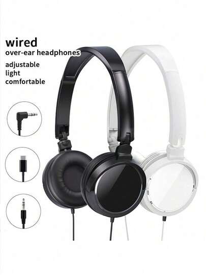سماعات رأس سلكية بدون ميكروفون، متوافقة مع قابس 3.5 مم للمشاهدة والاستماع للموسيقى والألعاب، مريحة الارتداء