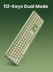 Wireless Keyboard,2.4GHz USB Wireless Keyboard With 112-Keys Dual Mode Round Keys Keyboard - Green - View 1