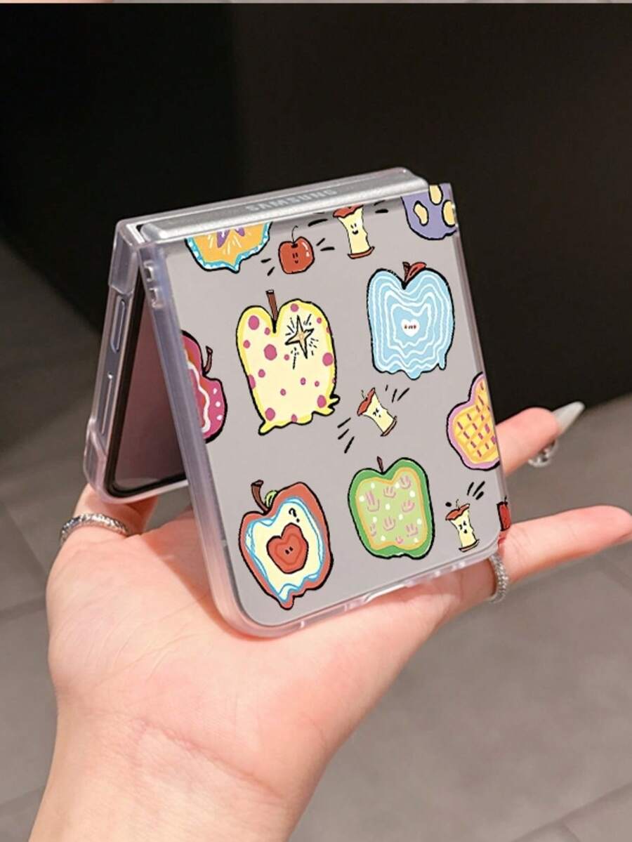 1件装时尚简约磨砂PC材质，简约可爱，融合多种不对称苹果元素，可折叠保护手机，防止跌落，适用于：三星Galaxy Zflip 3/Zflip 4/Zflip 5/Zflip 6/Zflip 7/ Find N3 Flip/ Razr 50 Ultra/ Razr 60 Ultra/ 60/ Razr 50/小米MIX Flip/Galaxy Z Flip7 FE - 無色 - 查看 1