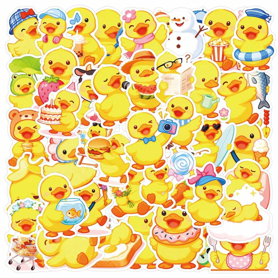 50 PIEZAS Pegatinas de pato lindas Pegatinas de alta calidad Calcomanías para álbumes de recortes, diarios, portátiles, parachoques, monopatines, botellas de agua, computadoras, teléfonos. Pueden traer mucha diversión a tu vida, el regalo perfecto para adultos - Multicolor - Ver 1