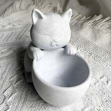 猫形花盆，底部有排水孔，独特设计，适用于多肉植物、小型花卉和仙人掌，可作卧室、办公室或桌面摆件。 - 多色 - 查看 11