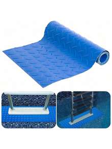 1 pieza Alfombra gruesa para escalera de piscina, alfombra protectora para escalón de piscina, antideslizante con textura, alfombra de protección con nervaduras anchas, adecuada para escalera de piscina enterrada - Azul - Ver 13