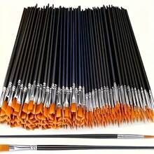 Bộ cọ vẽ chuyên nghiệp 50/100 chiếc - Lông cọ nylon đen, có đầu dẹt và đầu nhọn, thích hợp cho sơn acrylic. - cọ sơn dầu - Xem 9