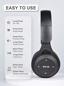 Gerripuer 可折叠无线耳机，带麦克风，马卡龙色设计，HIFI低音，价格实惠，时尚百搭，新年、情人节礼物之选 - 黑色 - 查看 12