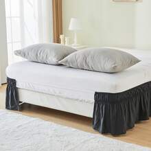 VOLTITO 1pc Elastic Bed Ruffle - Easy Wrap Around Ruffle - Microfiber Bed Skirt With Adjustable Elastic Belt 15 Inch Tailored Drop - Hotel Quality Bedskirt, Fade Resistant (T/F/Q/K) - Black - View 5