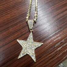 男女皆宜朋克嘻哈摇滚派对全钻华丽星形吊坠项链合金材质 - 銀色 - 查看 2