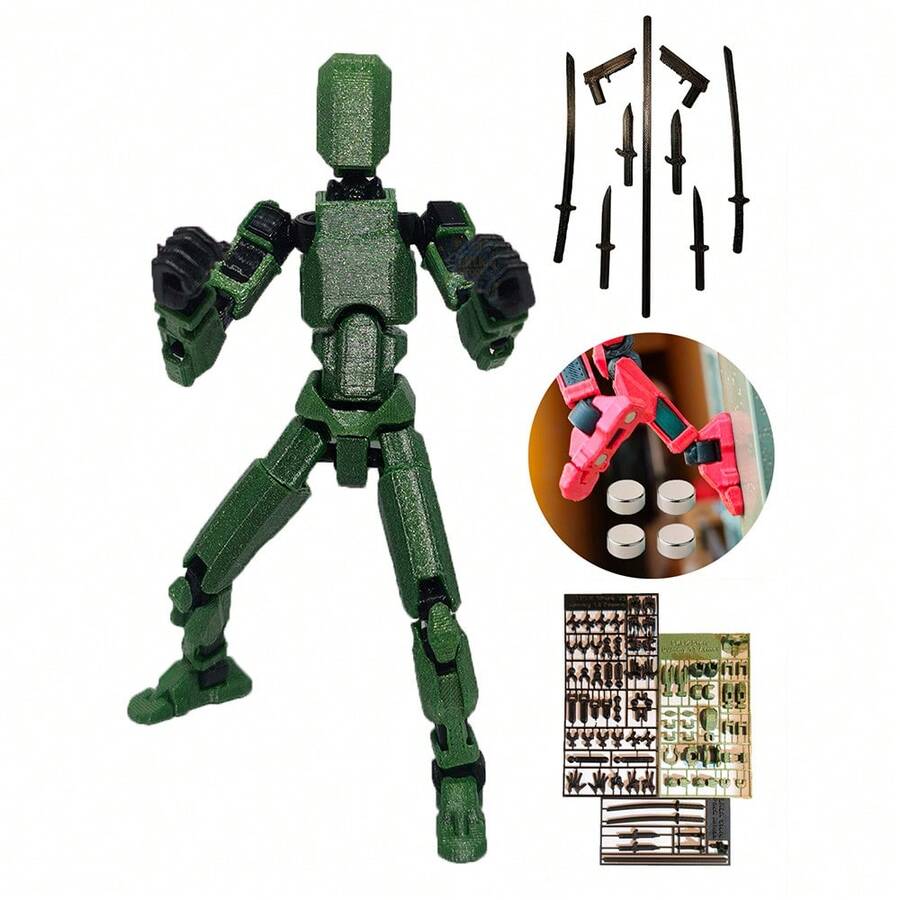 Dummy 13 Enhanced Articulated Doll Assembly Kit With Magnet - Verde Claro Com Brilho - 查看 1