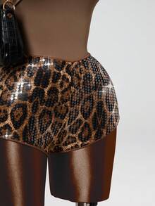 Thời trang hè NOU dành cho nữ, quần short sequin in họa tiết da báo gợi cảm, phong cách avant-garde, thích hợp cho các buổi tiệc tùng, hẹn hò, ngày Valentine, hoạt động ngoài trời, đi xem hòa nhạc, đi club, lễ hội âm nhạc, lễ Phục sinh, quần bóng, trang phục đi biển. - Cà phê nâu - Xem 8