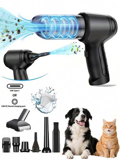 便携式手持吸尘器，适用于家庭、汽车、宠物毛发清洁，轻巧设计，易于收纳，可充电，是宠物、家庭、办公室、露营的理想之选。迷你吸尘器