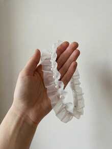 1件白色蕾丝弹力珍珠腿链，女士个性化性感蕾丝大腿吊袜带 - 白色 - 查看 3