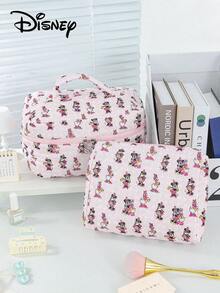 Disney Túi đựng mỹ phẩm du lịch cỡ lớn họa tiết hình thoi Minnie Mouse, túi đựng mỹ phẩm cầm tay màu hồng hoạt hình, túi đựng băng vệ sinh cho nữ, túi đựng mỹ phẩm có khóa kéo, túi đựng mỹ phẩm du lịch xách tay, bộ túi đựng mỹ phẩm bằng vải mềm họa tiết hình thoi. - Nhiều màu - Xem 6